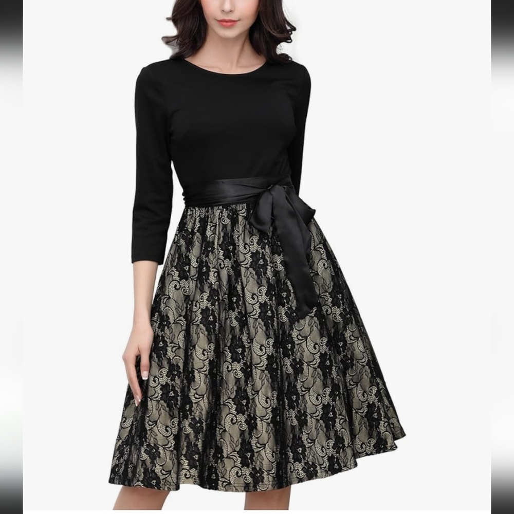 1950s Style Elegant Evening Black Dress
